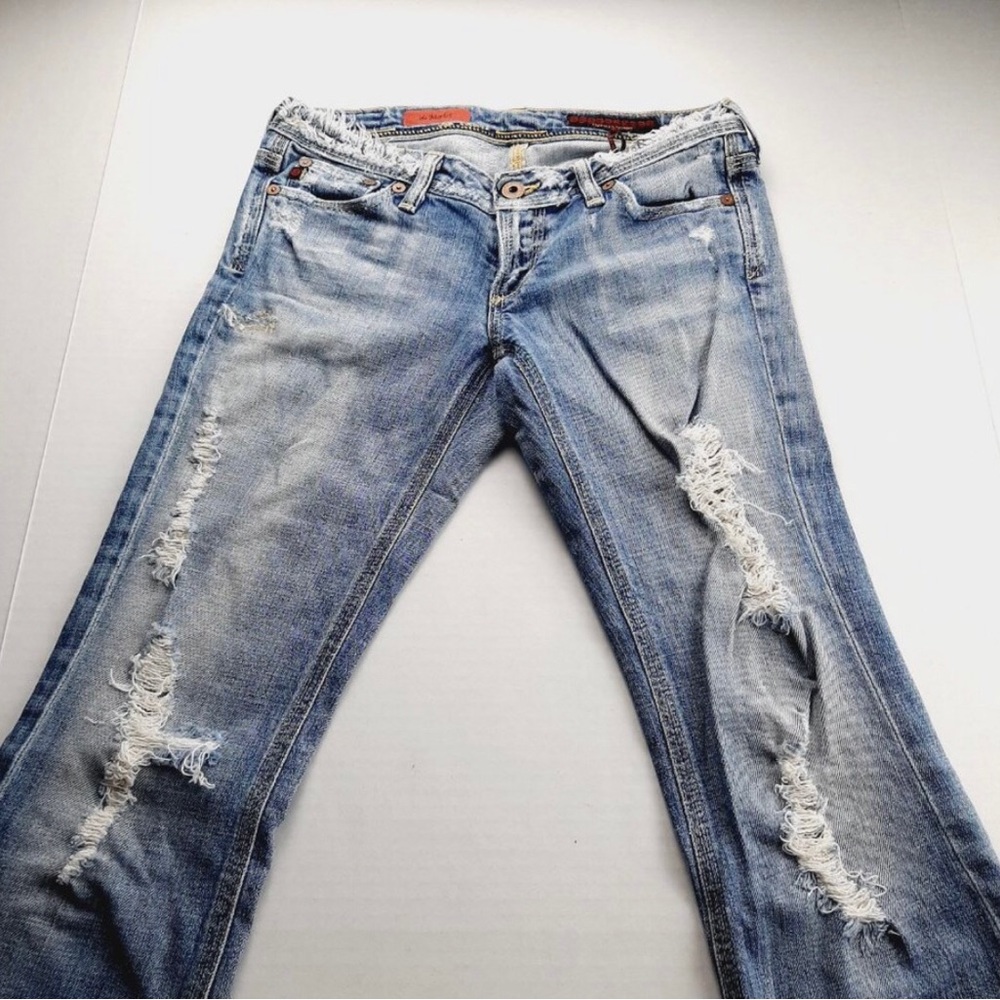 AG Adriano Goldschmied Womens Merlot Boot Cut Jeans Size 26R Light Wash Ripped.